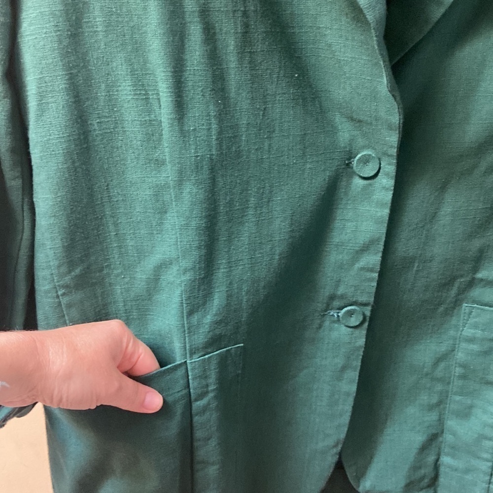 Sz S The Foxy Kind 100% Cotton Forest Green Oversized Blazer 69716 - Picture 9 of 10